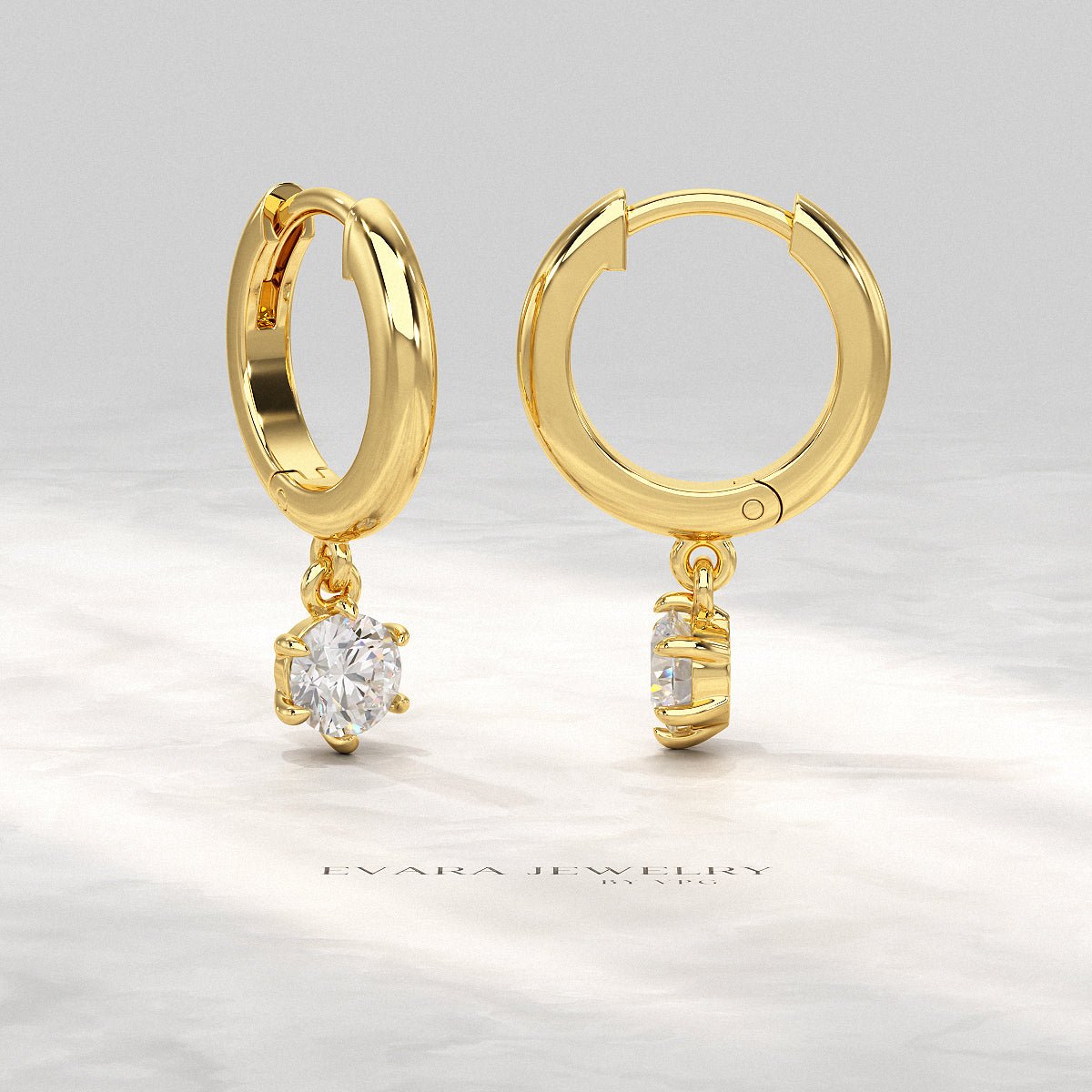 Minimal Diamond Drop Huggies Hoop Earrings - Evara Jewelry LLC
