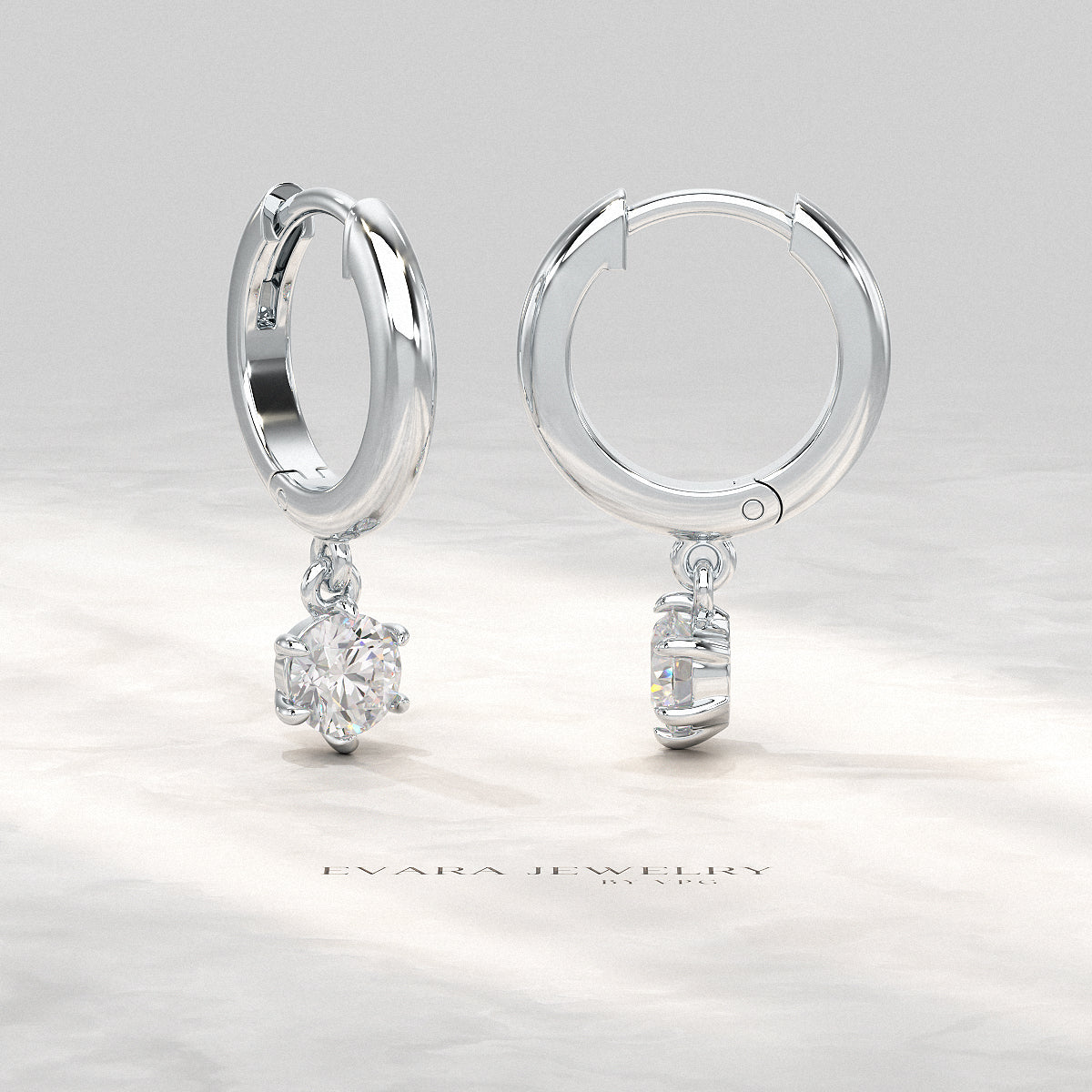Minimal Diamond Drop Huggies Hoop Earrings - Evara Jewelry LLC