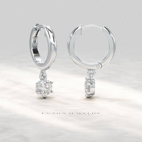 Minimal Diamond Drop Huggies Hoop Earrings - Evara Jewelry LLC