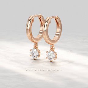 Minimal Diamond Drop Huggies Hoop Earrings - Evara Jewelry LLC