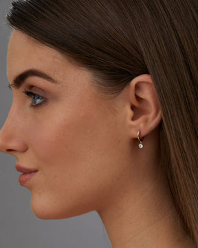 Minimal Diamond Drop Huggies Hoop Earrings - Evara Jewelry LLC