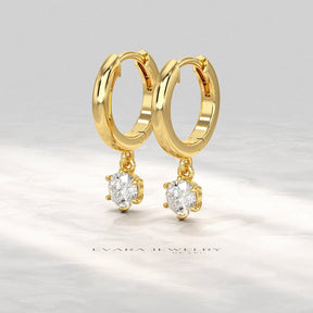 Minimal Diamond Drop Huggies Hoop Earrings - Evara Jewelry LLC