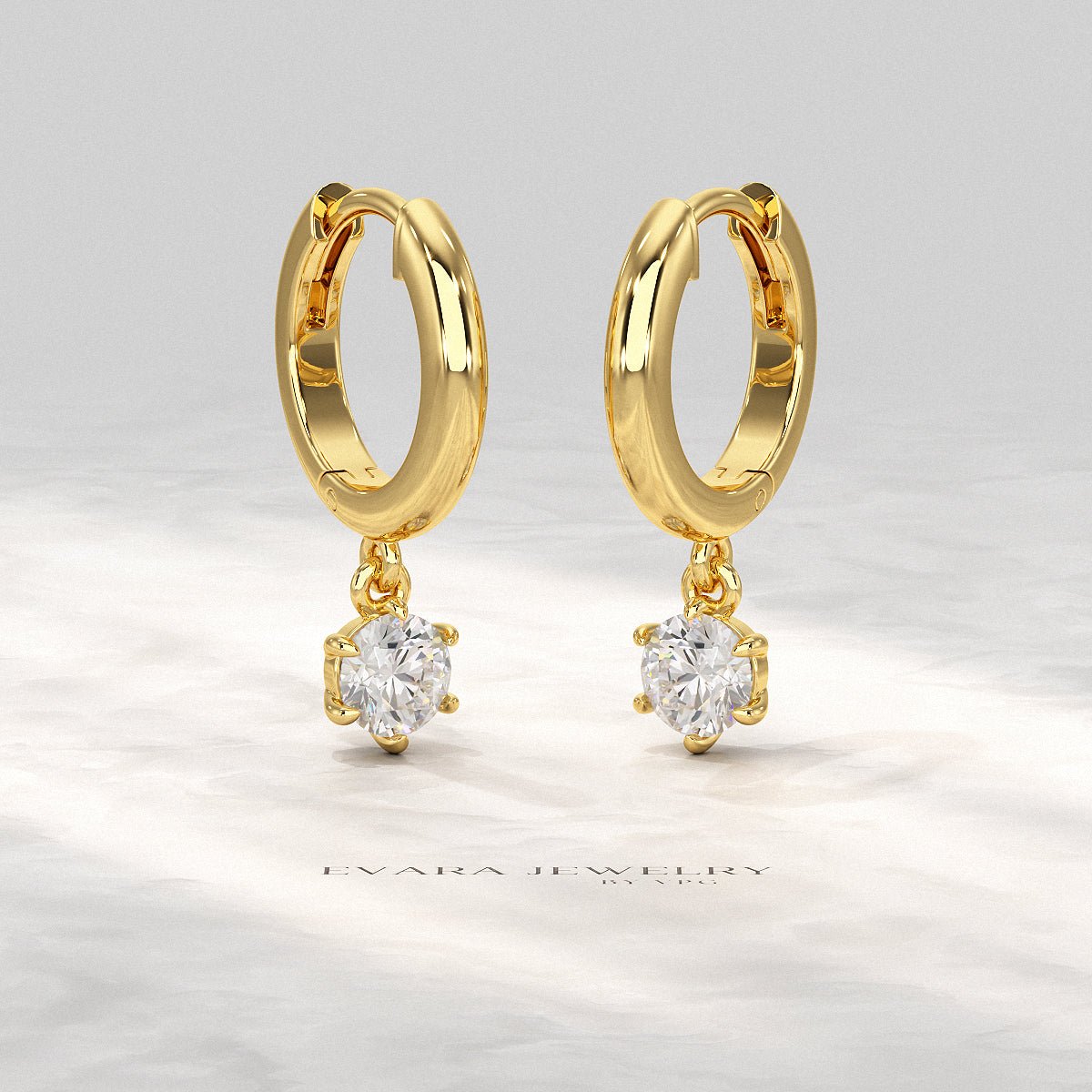 Minimal Diamond Drop Huggies Hoop Earrings - Evara Jewelry LLC