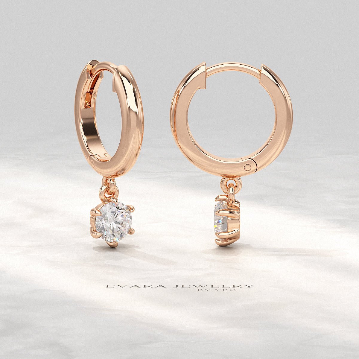 Minimal Diamond Drop Huggies Hoop Earrings - Evara Jewelry LLC