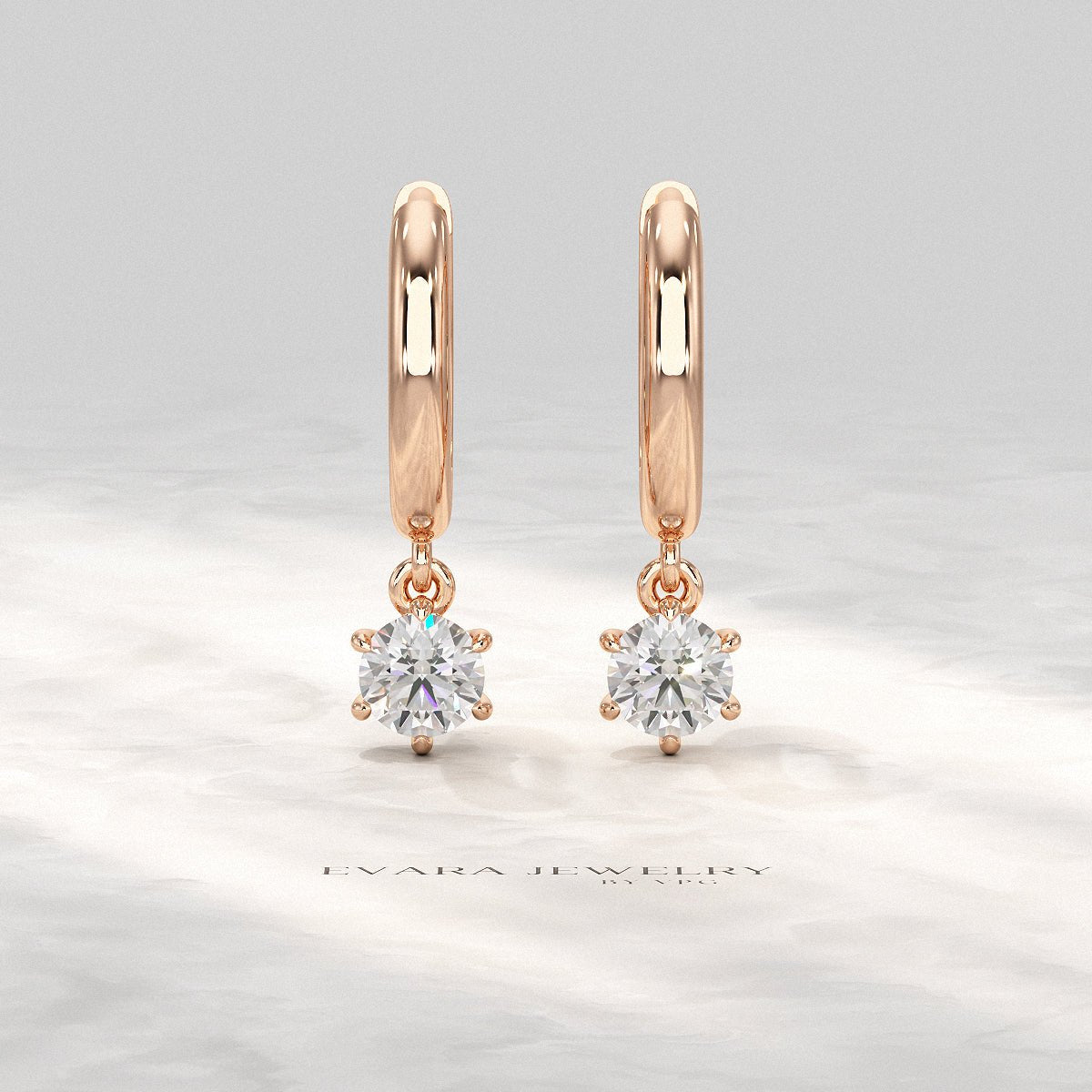 Minimal Diamond Drop Huggies Hoop Earrings - Evara Jewelry LLC