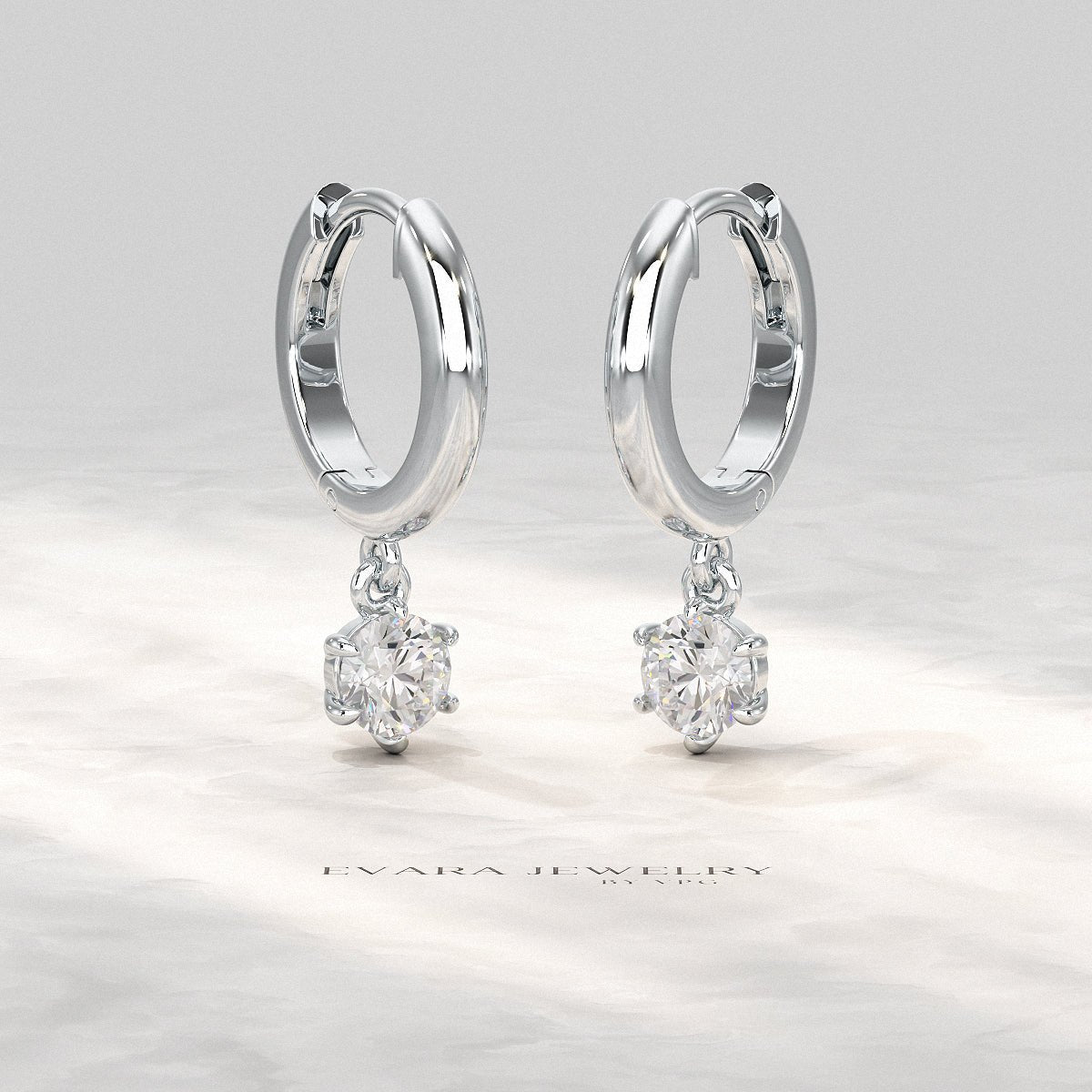 Minimal Diamond Drop Huggies Hoop Earrings - Evara Jewelry LLC