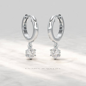 Minimal Diamond Drop Huggies Hoop Earrings - Evara Jewelry LLC