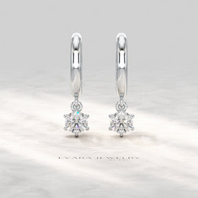 Minimal Diamond Drop Huggies Hoop Earrings - Evara Jewelry LLC