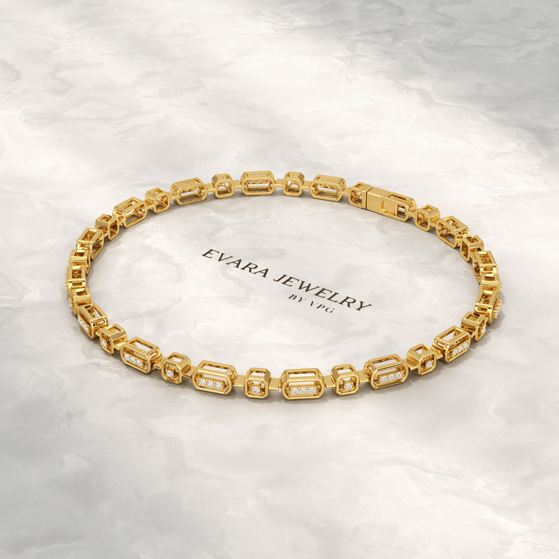 Modern Diamond Tennis Bracelet with Lab Grown Diamond - Evara Jewelry LLC