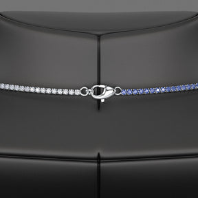 Natural Blue Ombre Sapphire Tennis Necklace - Evara Jewelry LLC
