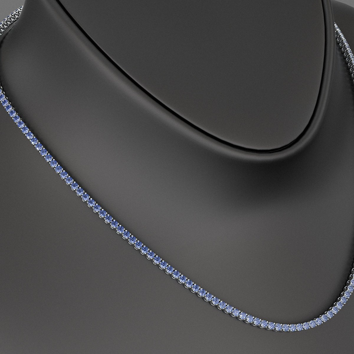 Natural Blue Ombre Sapphire Tennis Necklace - Evara Jewelry LLC