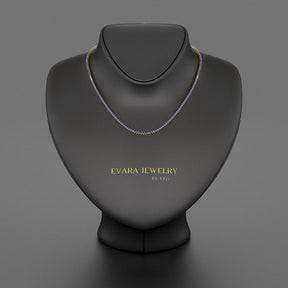 Natural Blue Sapphire Tennis Necklace in 14K/18K White Gold - Evara Jewelry LLC