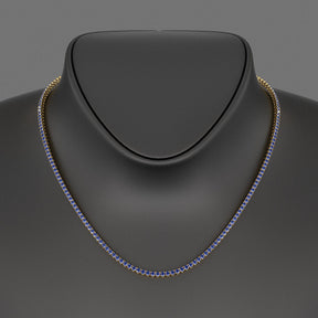 Natural Blue Sapphire Tennis Necklace in 14K/18K White Gold - Evara Jewelry LLC