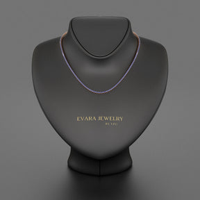 Natural Blue Sapphire Tennis Necklace in 14K/18K White Gold - Evara Jewelry LLC