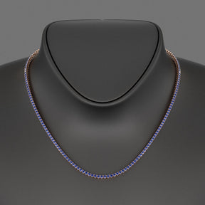 Natural Blue Sapphire Tennis Necklace in 14K/18K White Gold - Evara Jewelry LLC