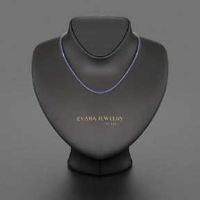 Natural Blue Sapphire Tennis Necklace in 14K/18K White Gold - Evara Jewelry LLC