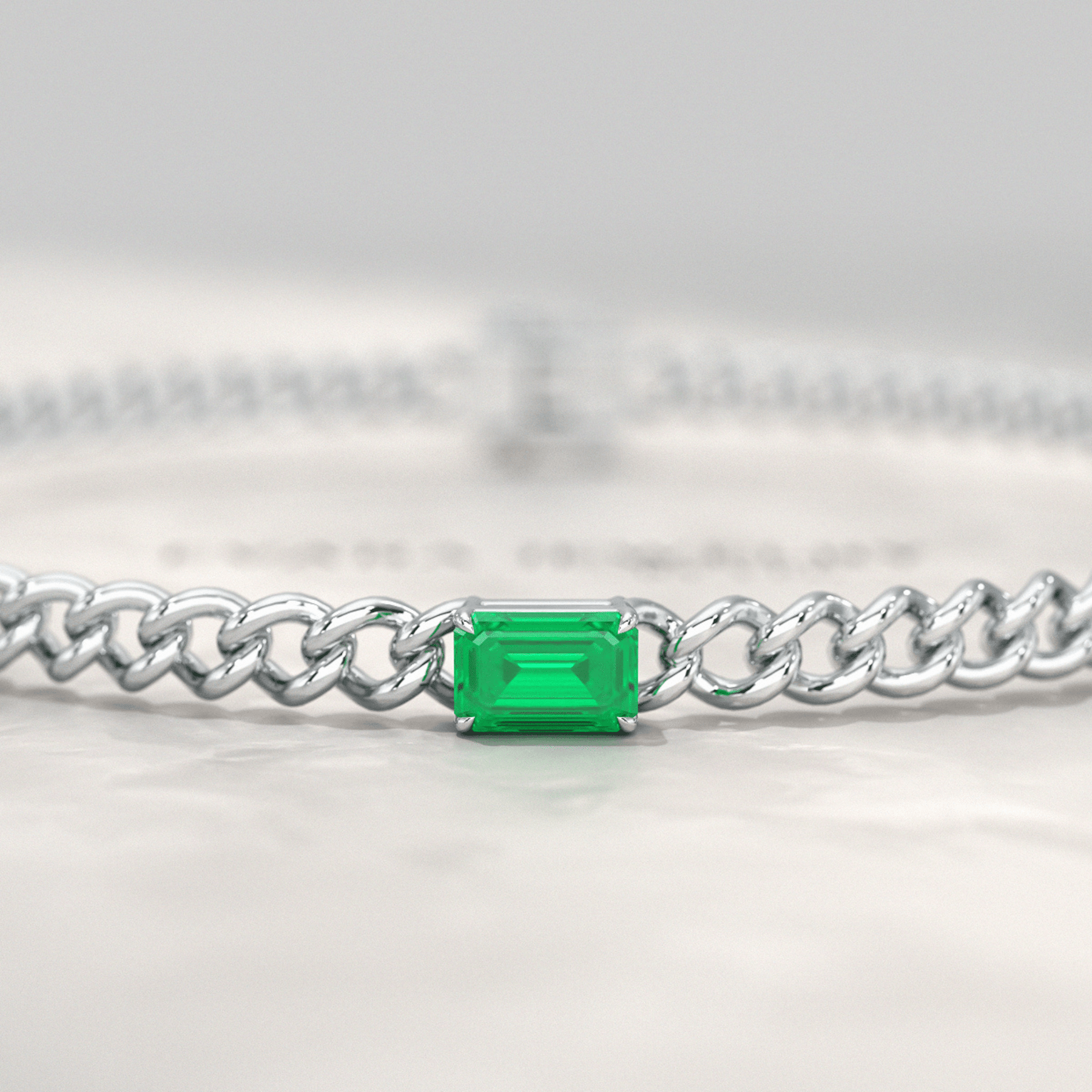 Natural Emerald Cuban Chain Link Statement Bracelet in 14K Yellow Gold - Evara Jewelry LLC