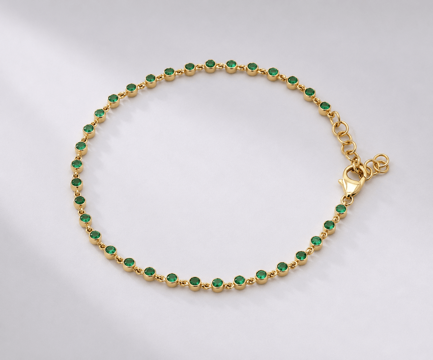 Natural Emerald Dainty Bezel Bracelet – May Birthstone Jewelry - Evara Jewelry LLC