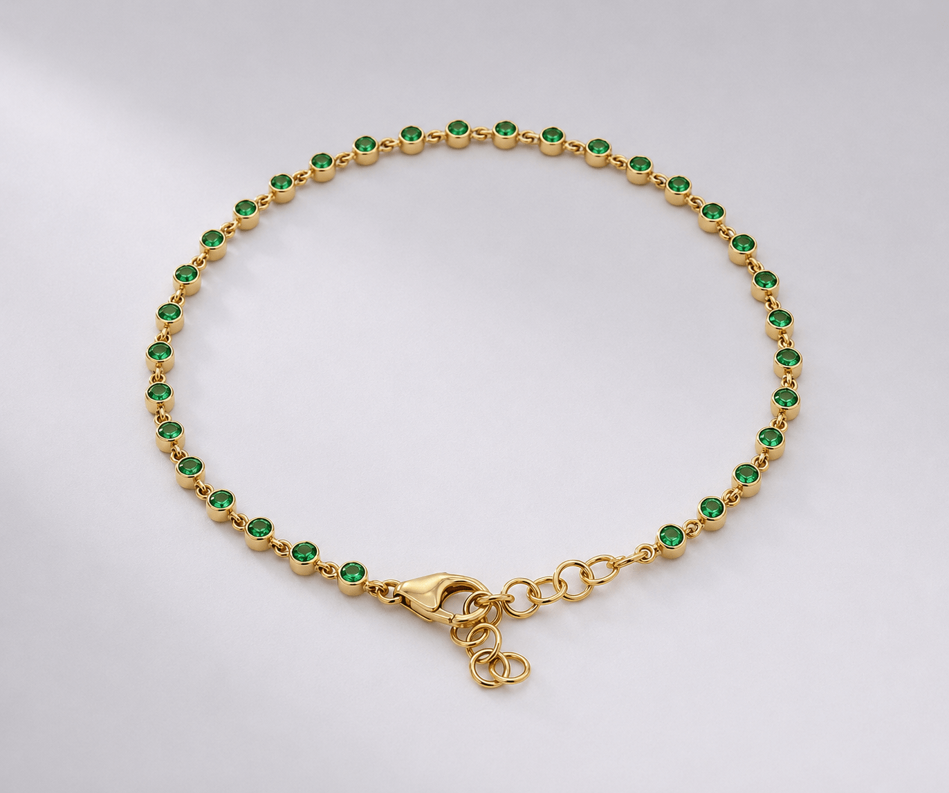 Natural Emerald Dainty Bezel Bracelet – May Birthstone Jewelry - Evara Jewelry LLC