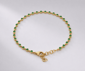 Natural Emerald Dainty Bezel Bracelet – May Birthstone Jewelry - Evara Jewelry LLC
