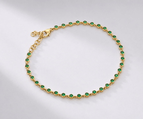 Natural Emerald Dainty Bezel Bracelet – May Birthstone Jewelry - Evara Jewelry LLC