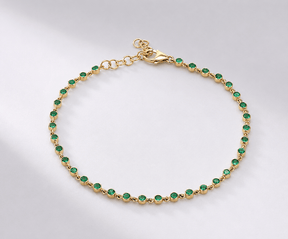 Natural Emerald Dainty Bezel Bracelet – May Birthstone Jewelry - Evara Jewelry LLC