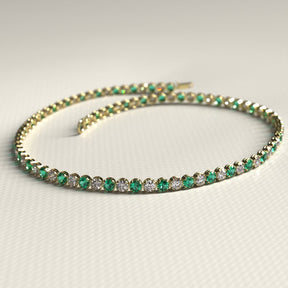 Natural Emerald & Diamond Alternate Tennis Bracelet in 14K/18K Gold - Evara Jewelry LLC