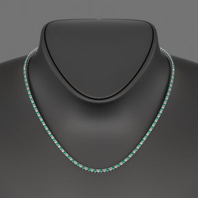 Natural Emerald & Diamond Alternate Tennis Necklace in 14K/18K Gold - Evara Jewelry LLC