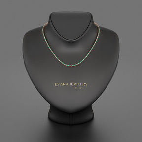 Natural Emerald & Diamond Alternate Tennis Necklace in 14K/18K Gold - Evara Jewelry LLC