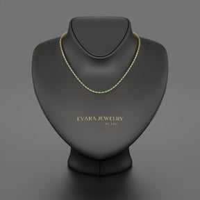 Natural Emerald & Diamond Alternate Tennis Necklace in 14K/18K Gold - Evara Jewelry LLC