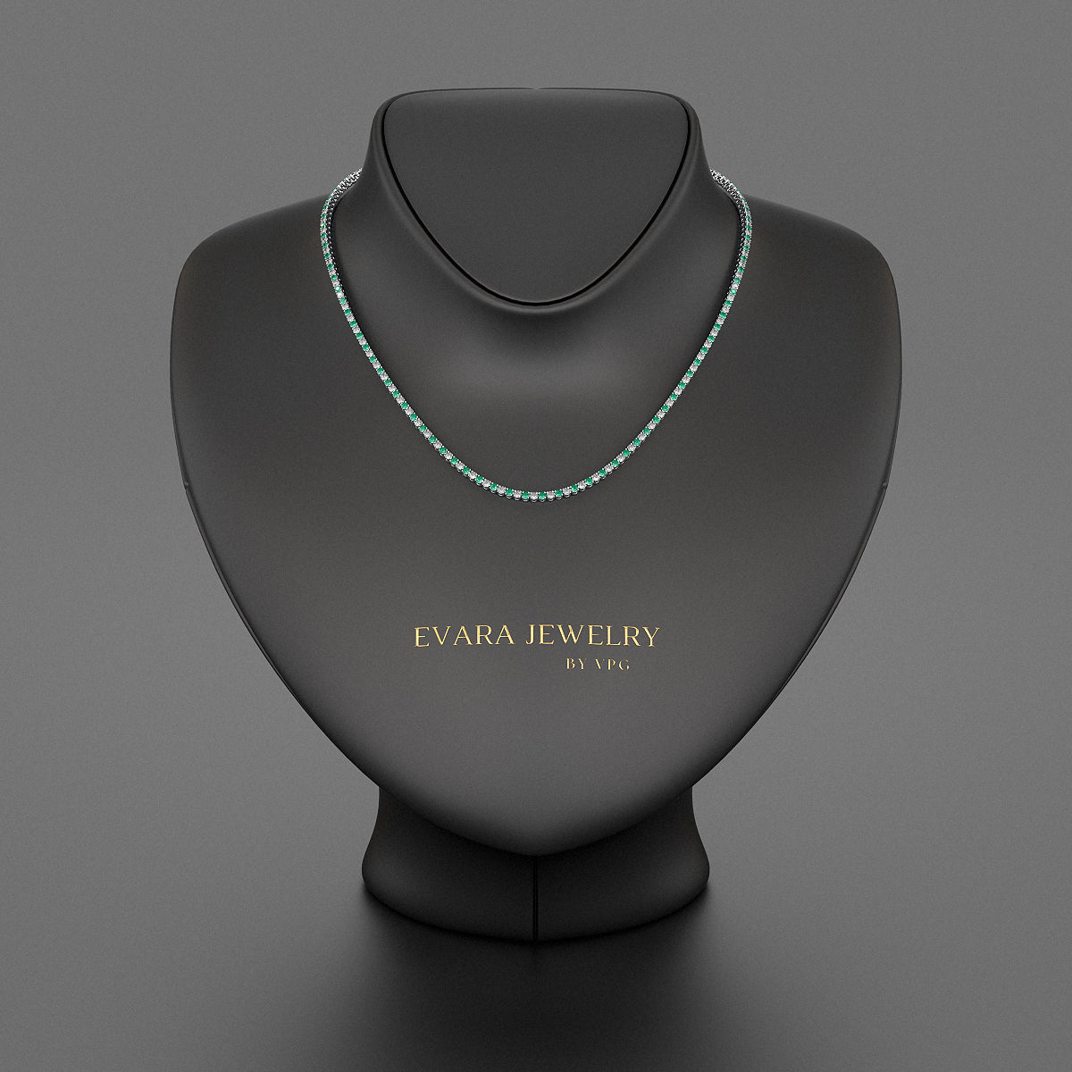 Natural Emerald & Diamond Alternate Tennis Necklace in 14K/18K Gold - Evara Jewelry LLC