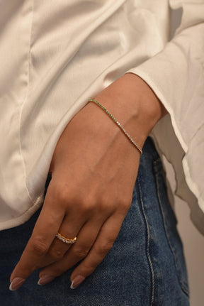 Natural Emerald & Lab Grown Diamond 50 - 50 Custom Tennis Bracelet in 14K/18K Gold - Evara Jewelry LLC