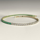 Natural Emerald & Lab Grown Diamond 50 - 50 Custom Tennis Bracelet in 14K/18K Gold - Evara Jewelry LLC