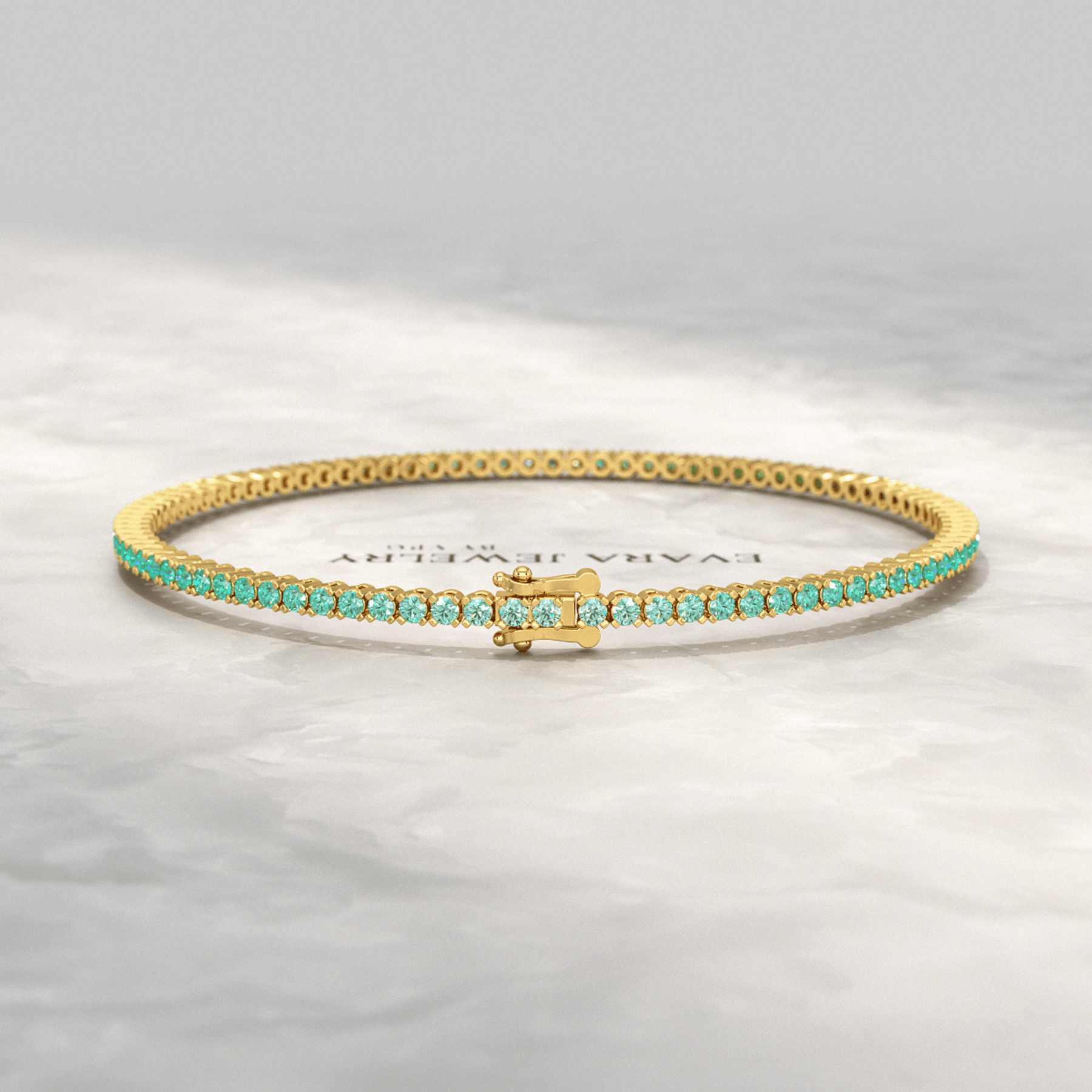 Natural Emerald Ombre 3.12 Carats Tennis Bracelet in 14K/18K Yellow Gold - Evara Jewelry LLC