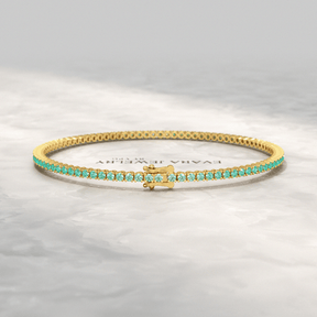 Natural Emerald Ombre 3.12 Carats Tennis Bracelet in 14K/18K Yellow Gold - Evara Jewelry LLC