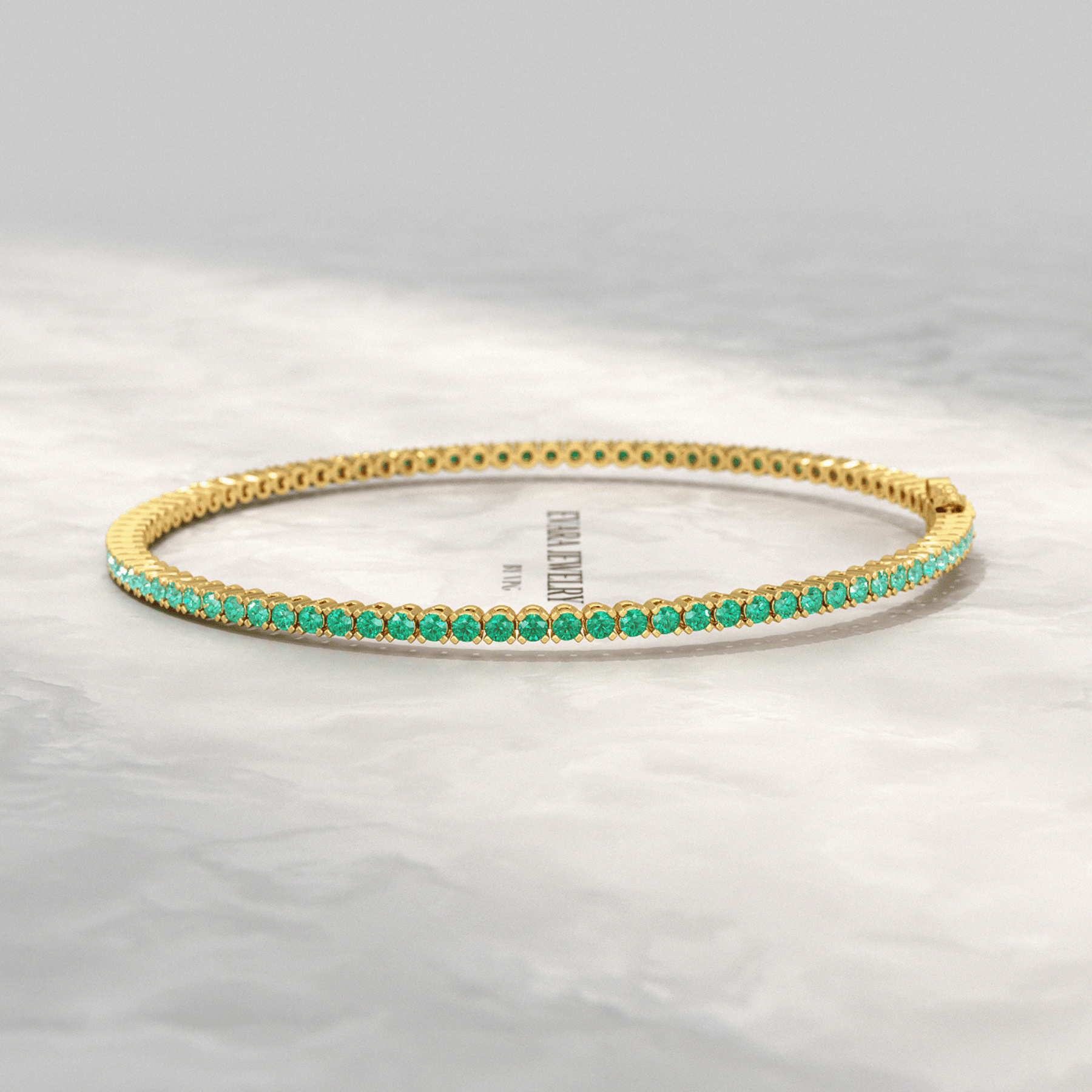 Natural Emerald Ombre 3.12 Carats Tennis Bracelet in 14K/18K Yellow Gold - Evara Jewelry LLC