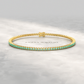 Natural Emerald Ombre 3.12 Carats Tennis Bracelet in 14K/18K Yellow Gold - Evara Jewelry LLC