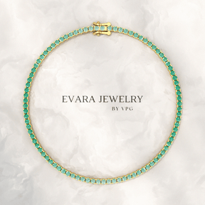 Natural Emerald Ombre 3.12 Carats Tennis Bracelet in 14K/18K Yellow Gold - Evara Jewelry LLC