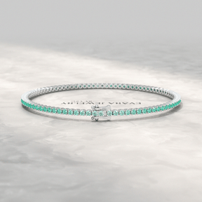 Natural Emerald Ombre 3.12 Carats Tennis Bracelet in 14K/18K Yellow Gold - Evara Jewelry LLC