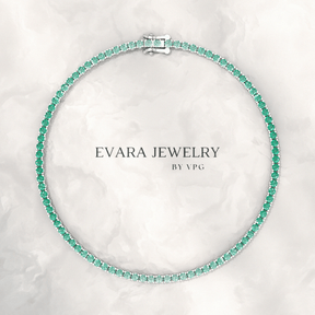 Natural Emerald Ombre 3.12 Carats Tennis Bracelet in 14K/18K Yellow Gold - Evara Jewelry LLC