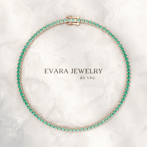 Natural Emerald Ombre 3.12 Carats Tennis Bracelet in 14K/18K Yellow Gold - Evara Jewelry LLC