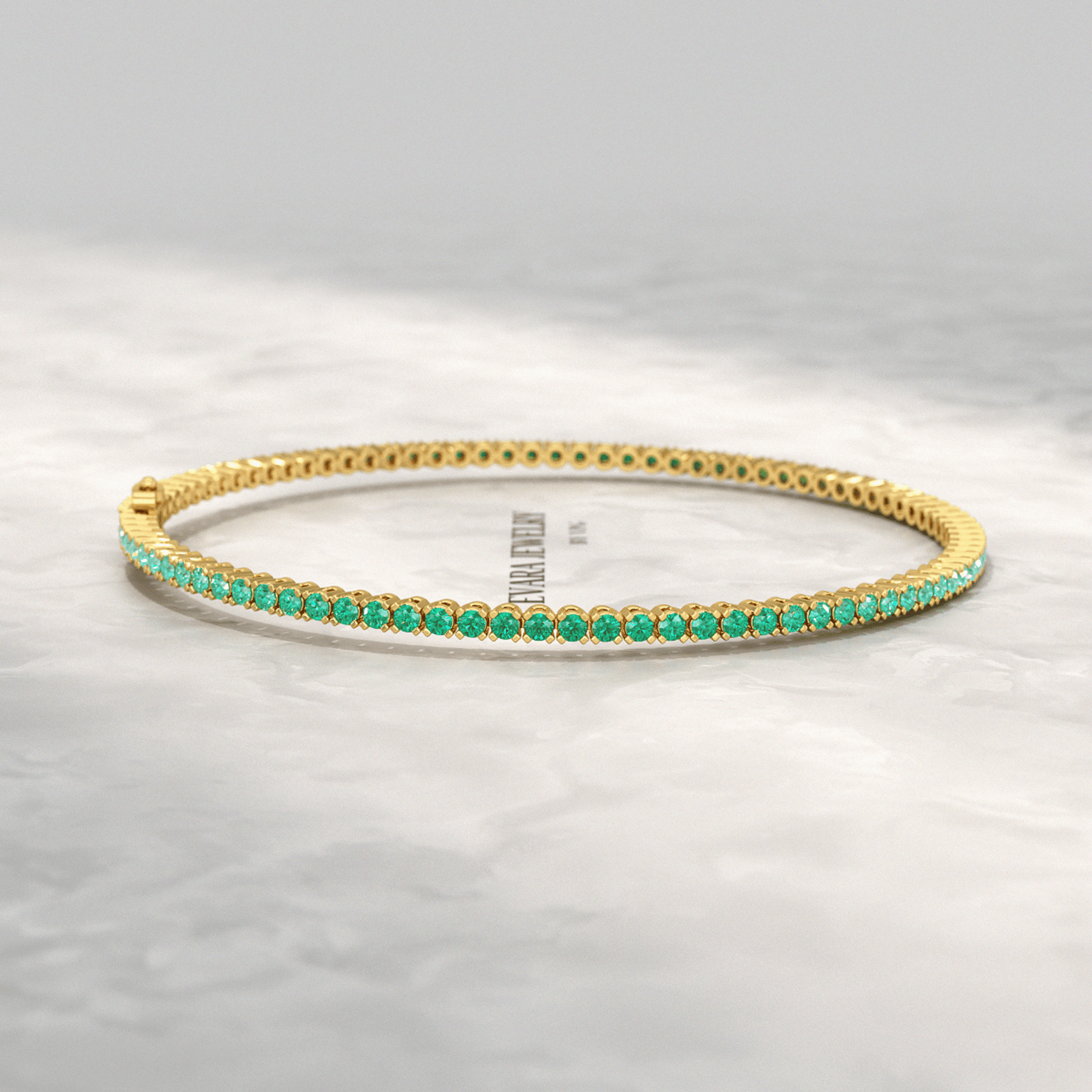 Natural Emerald Ombre 3.12 Carats Tennis Bracelet in 14K/18K Yellow Gold - Evara Jewelry LLC