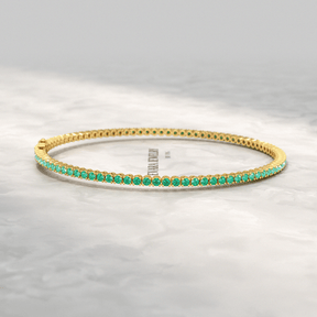Natural Emerald Ombre 3.12 Carats Tennis Bracelet in 14K/18K Yellow Gold - Evara Jewelry LLC