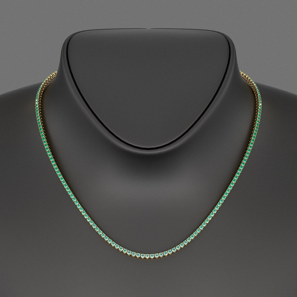 Natural Emerald Ombre Tennis Necklace in 14K/18K Gold - Evara Jewelry LLC