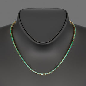 Natural Emerald Ombre Tennis Necklace in 14K/18K Gold - Evara Jewelry LLC