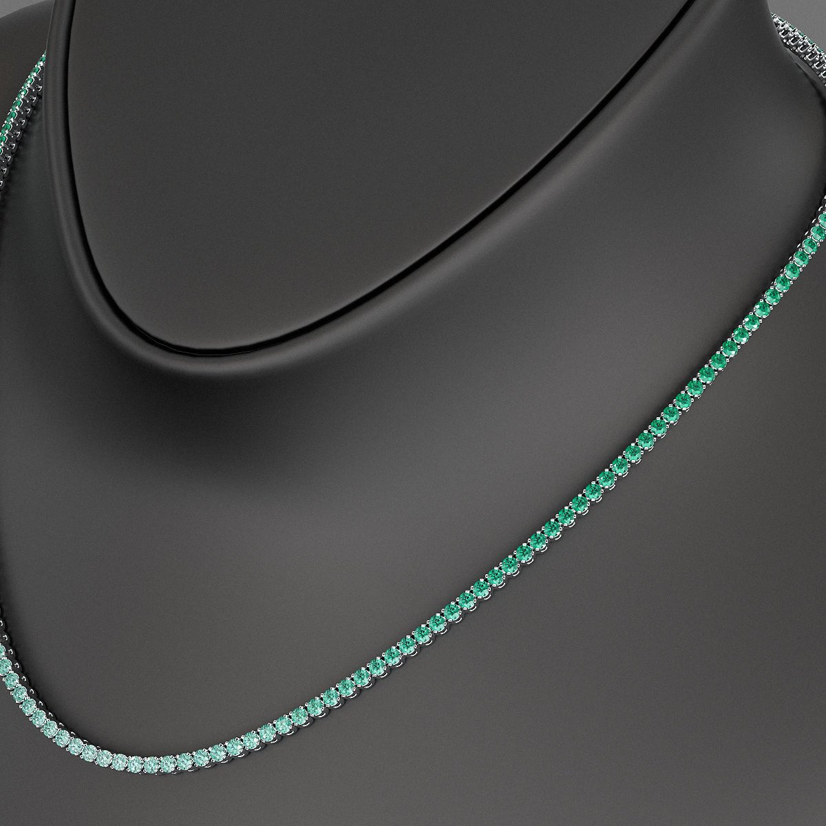Natural Emerald Ombre Tennis Necklace in 14K/18K Gold - Evara Jewelry LLC