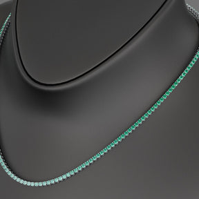 Natural Emerald Ombre Tennis Necklace in 14K/18K Gold - Evara Jewelry LLC
