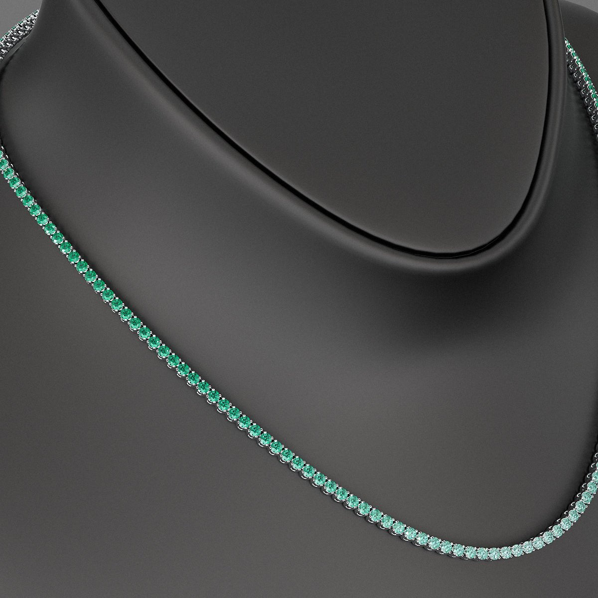Natural Emerald Ombre Tennis Necklace in 14K/18K Gold - Evara Jewelry LLC