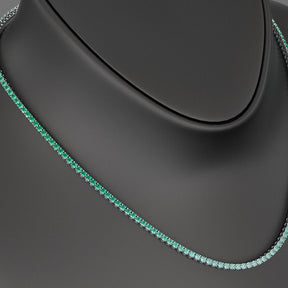 Natural Emerald Ombre Tennis Necklace in 14K/18K Gold - Evara Jewelry LLC