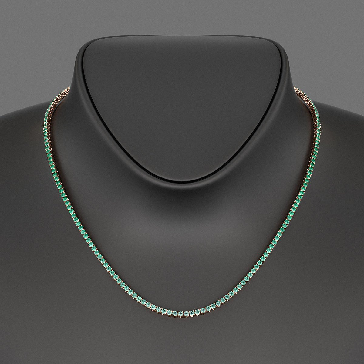 Natural Emerald Ombre Tennis Necklace in 14K/18K Gold - Evara Jewelry LLC